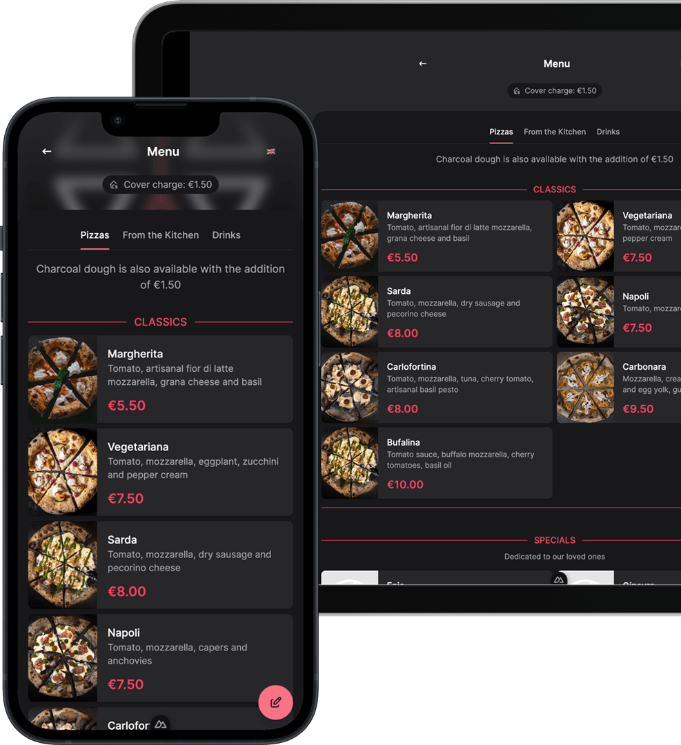 Foodlista's digital menu on a smartphone